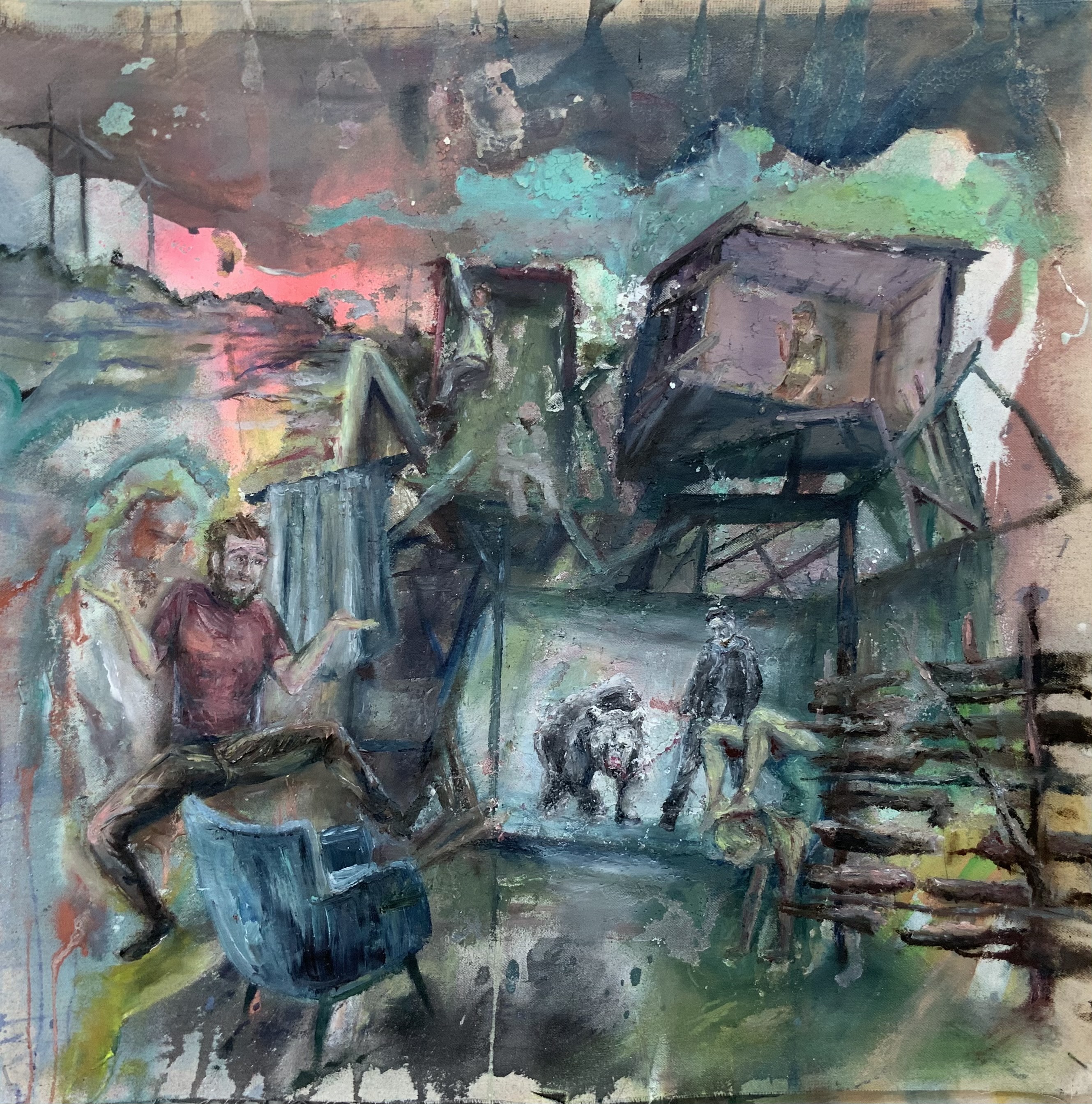 'Echokammern' von Hanna Pauels (Öl und Tusche auf Leinwand)