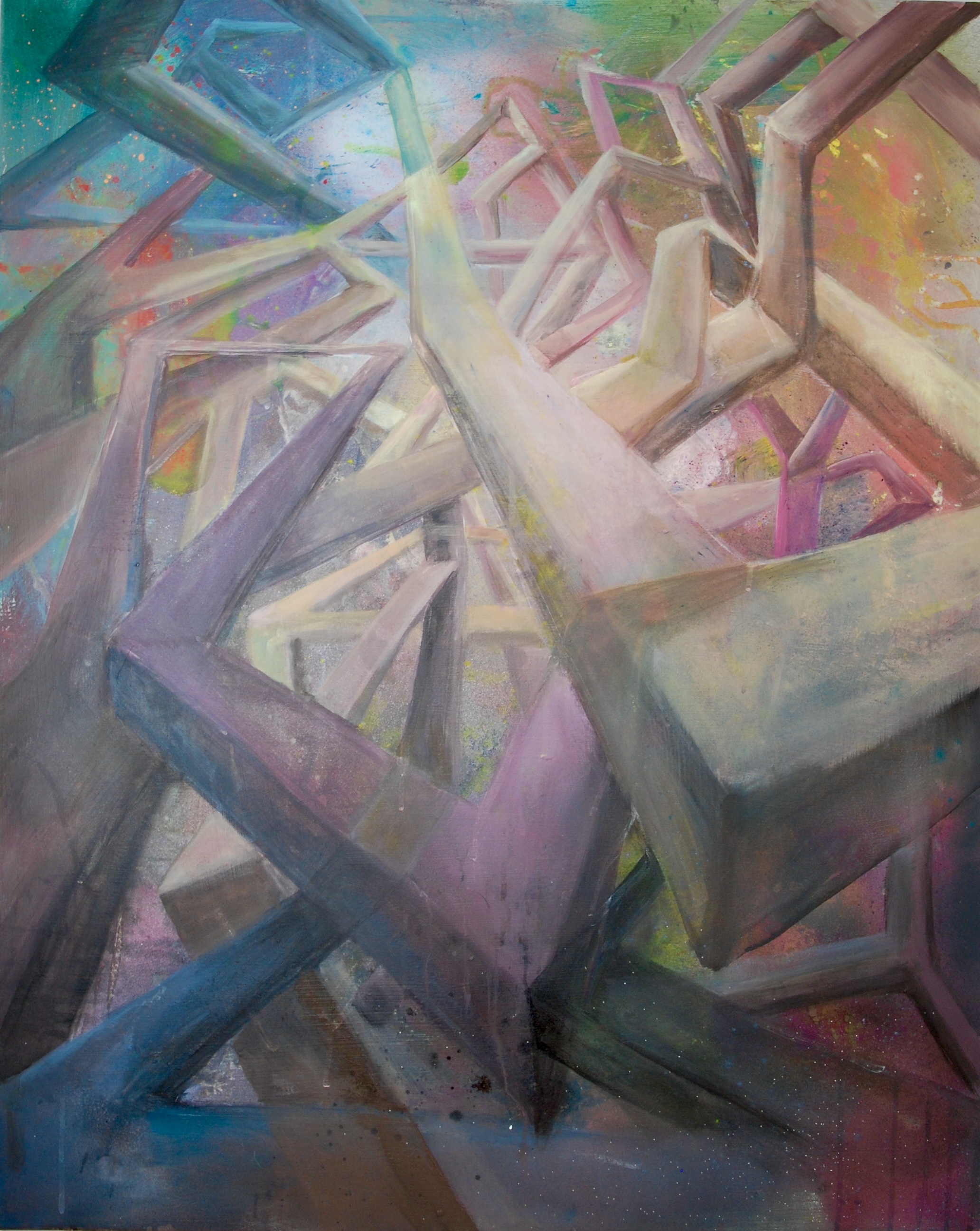 'Mehr drunter als drüber' von Hanna Pauels (Acryl und Lack auf Leinwand)