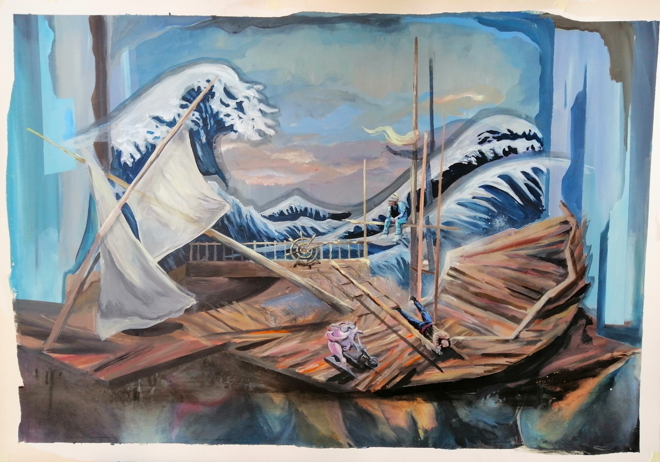 'stagediving' von Hanna Pauels (Acryl und Tusche auf Papier)