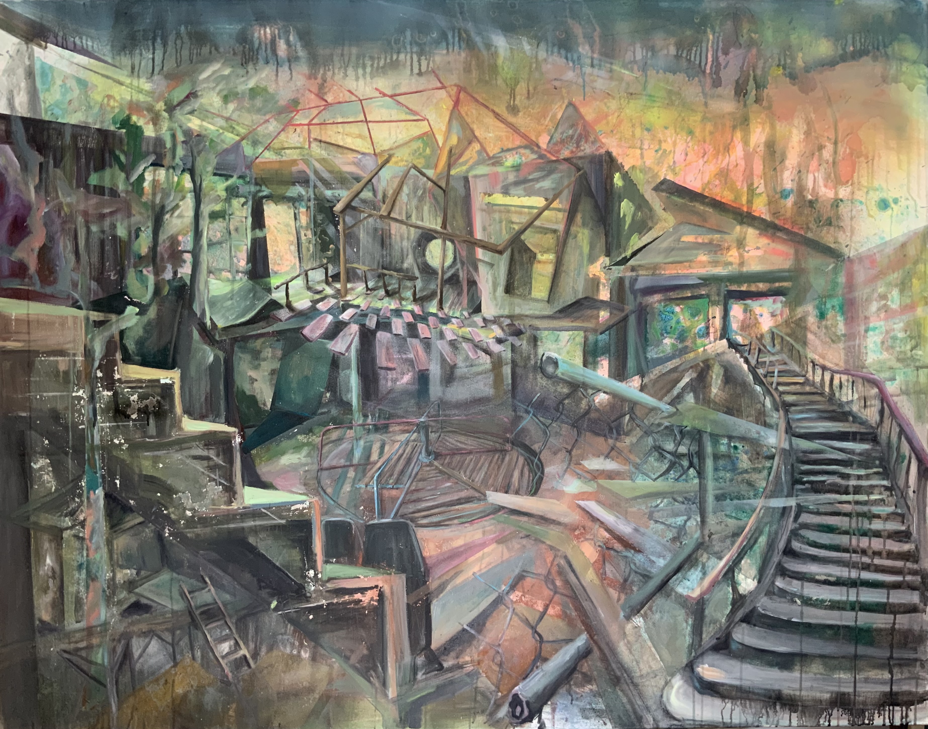 'Zirkeltraining' von Hanna Pauels (Acryl und Lack auf Leinwand)